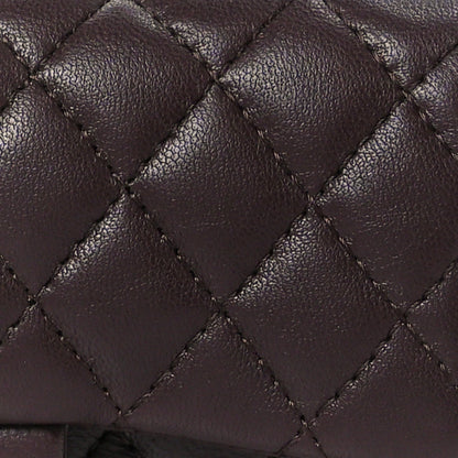 Lambskin Quilted Mini Flap Bag Charm With Hook Dark Brown