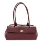Grained Calfskin Stitched Urban Essentials Small Shopping Bag Burgundy