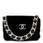 Shearling Lambskin Crystal Strass Flap Black