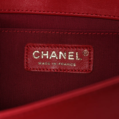 Lambskin Quilted Medium Boy Flap Red