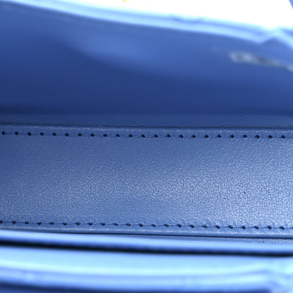 Shiny Aged Calfskin Quilted Mini Nano Kelly Shopper Blue