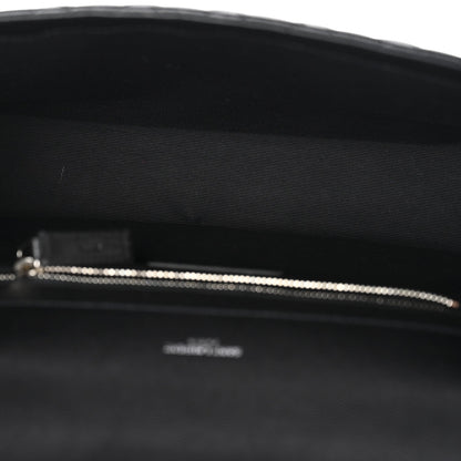 Grain De Poudre Textured Mixed Matelasse Large Triquilt Monogram Satchel Black
