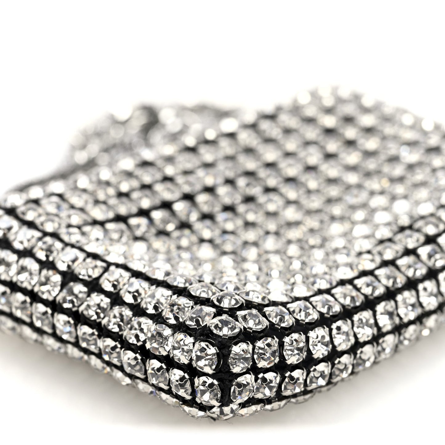 Mesh Crystal Rhinestone Nano Heiress Shoulder Bag Black Silver
