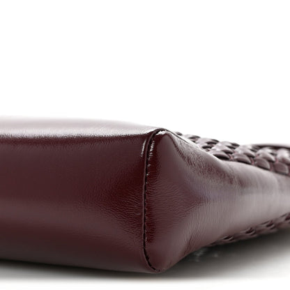 Shiny Lambskin Patent Calfskin Quilted Mini 31 Shopping Bag Dark Burgundy