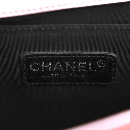 Metallic Patent Calfskin Quilted Medium Boy Flap Light Pink