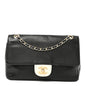 Lambskin Perforated Medium Single Flap Bag Black White