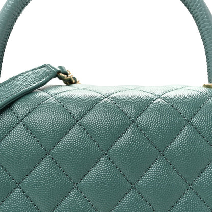 Caviar Quilted Lizard Embossed Small Coco Handle Flap Green