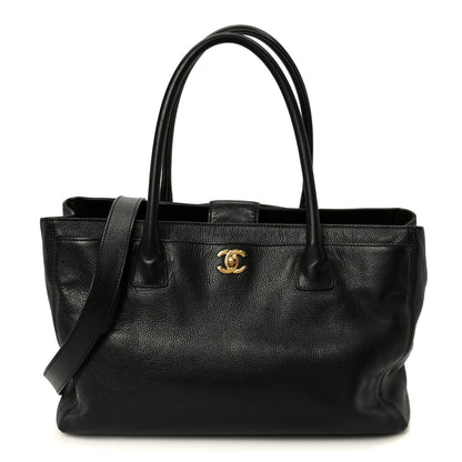 Calfskin Cerf Executive Shopper Tote Black
