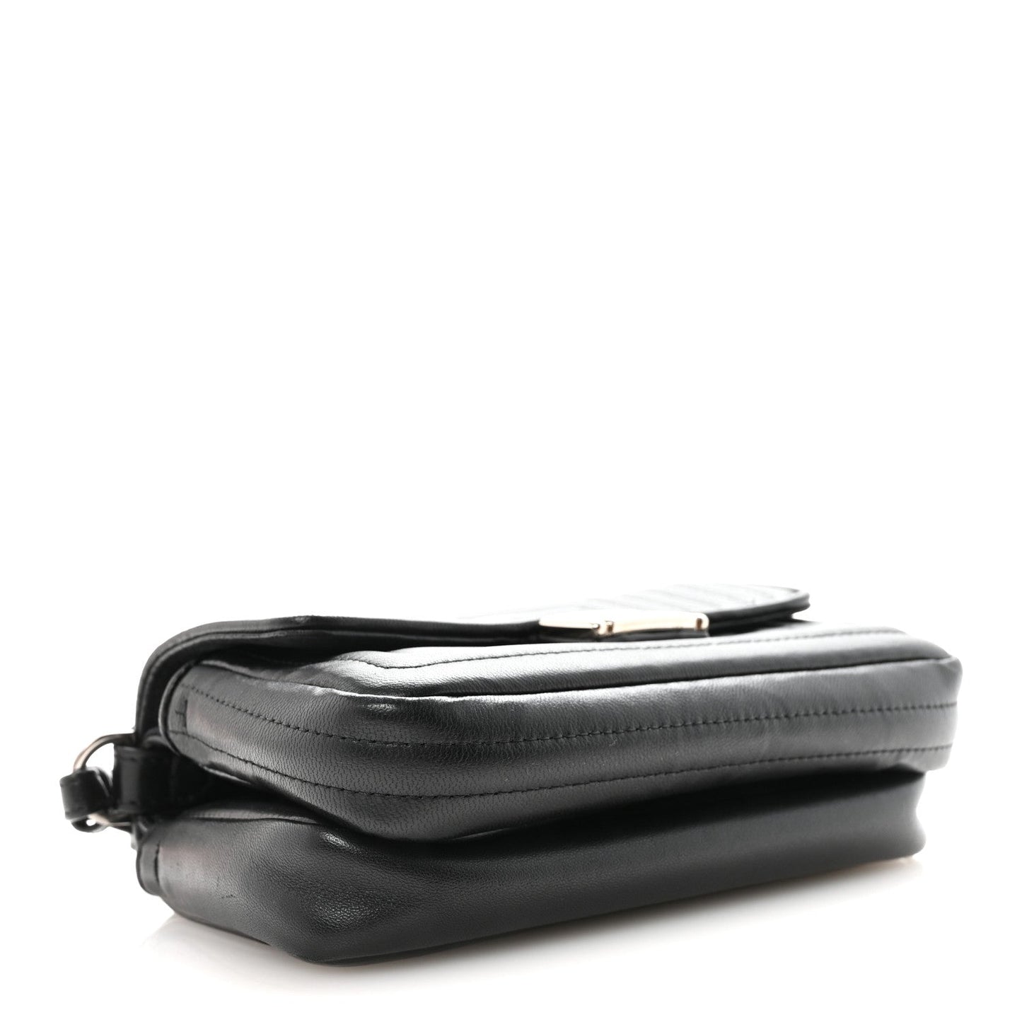 Shiny Nappa Trapuntata Micro Double Baguette Black