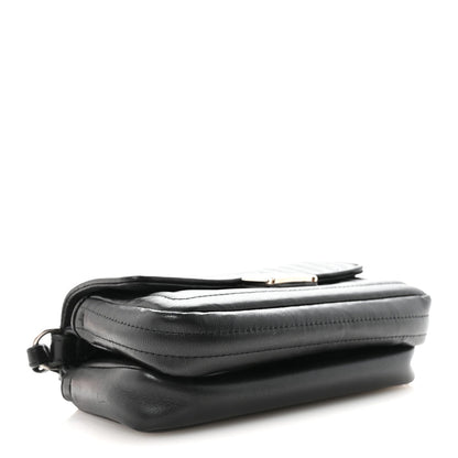 Shiny Nappa Trapuntata Micro Double Baguette Black