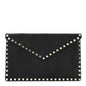 Pebbled Calfskin Large Rockstud Envelope Clutch Black
