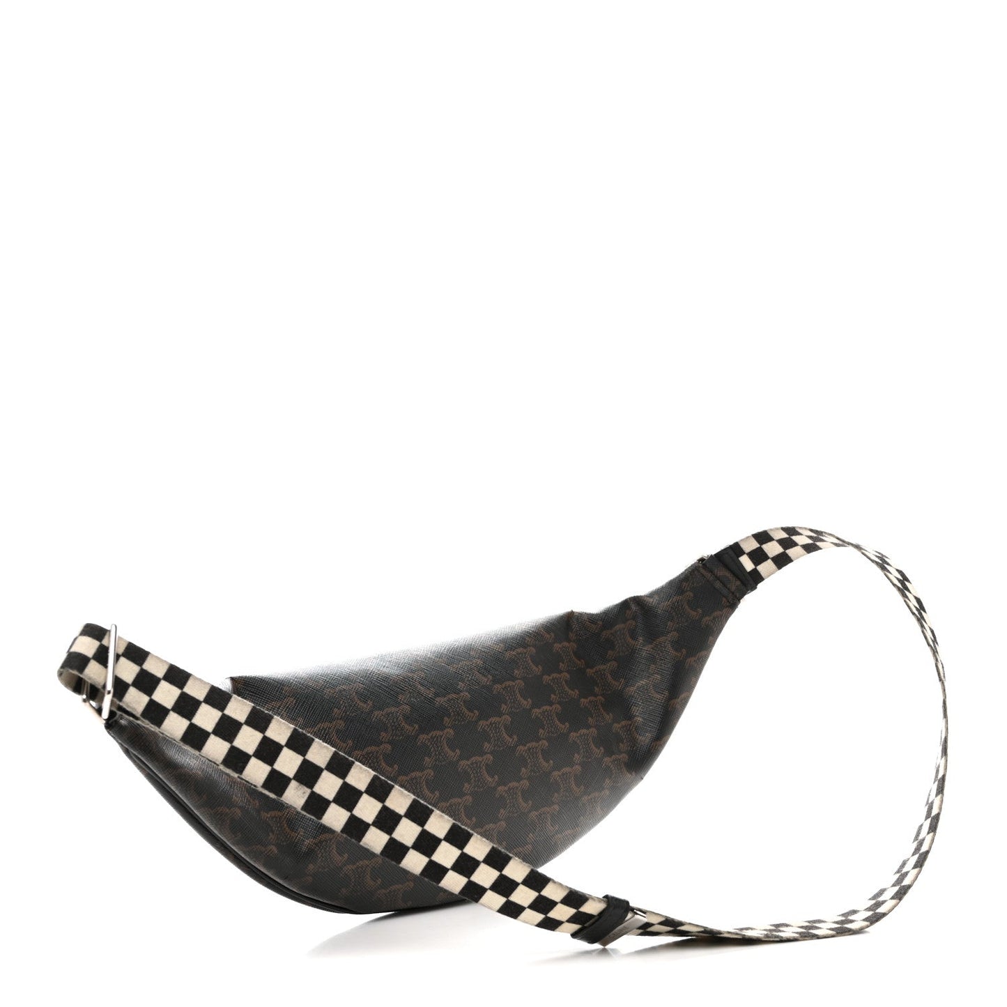 Triomphe Logo Canvas Checker Belt Bag Black
