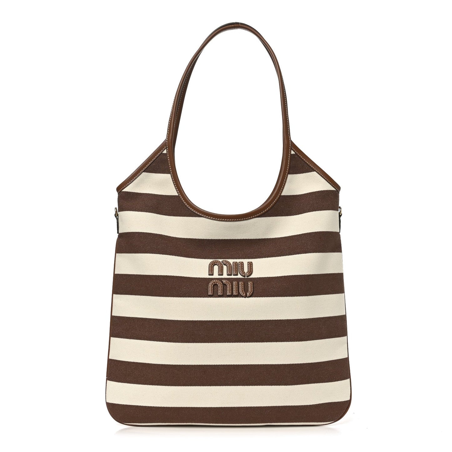 Canvas Calfskin Striped Ivy  Cacao Naturale