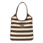 Canvas Calfskin Striped Ivy  Cacao Naturale