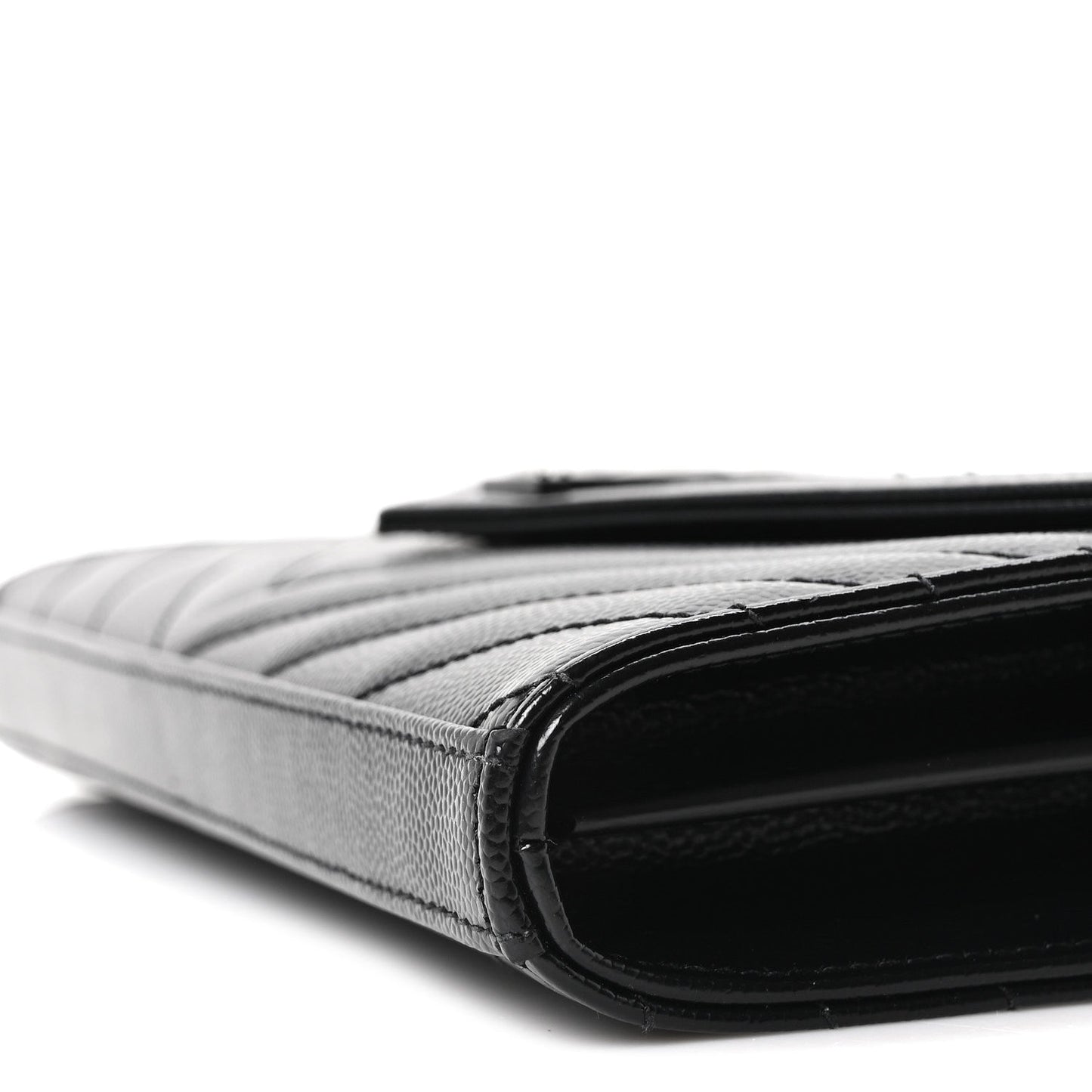 Grain De Poudre Matelasse Chevron Monogram Monochrome Chain Wallet Black