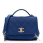 Caviar Quilted Small Business Affinity Flap Dark Blue