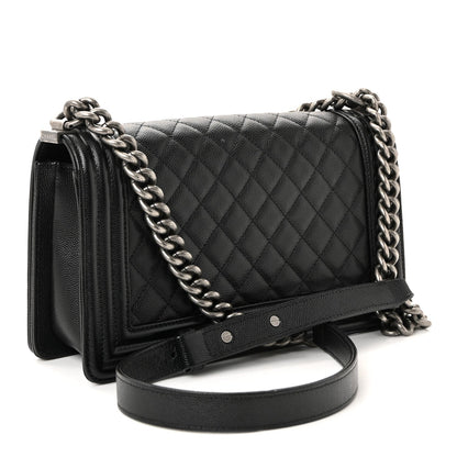 Caviar Quilted Medium Boy Flap Black