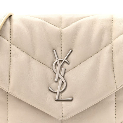 Lambskin Quilted Toy Loulou Puffer Monogram Chain Satchel Crema Soft