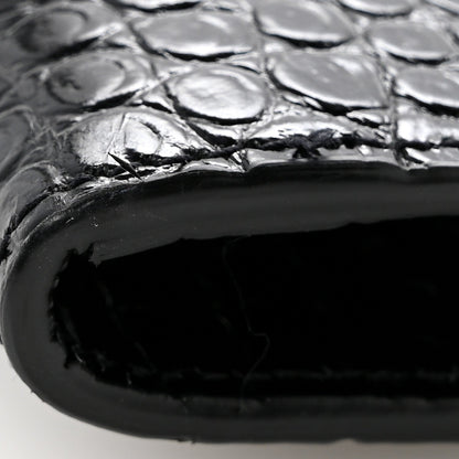Calfskin Crocodile Embossed Uptown Monogram Clutch Black