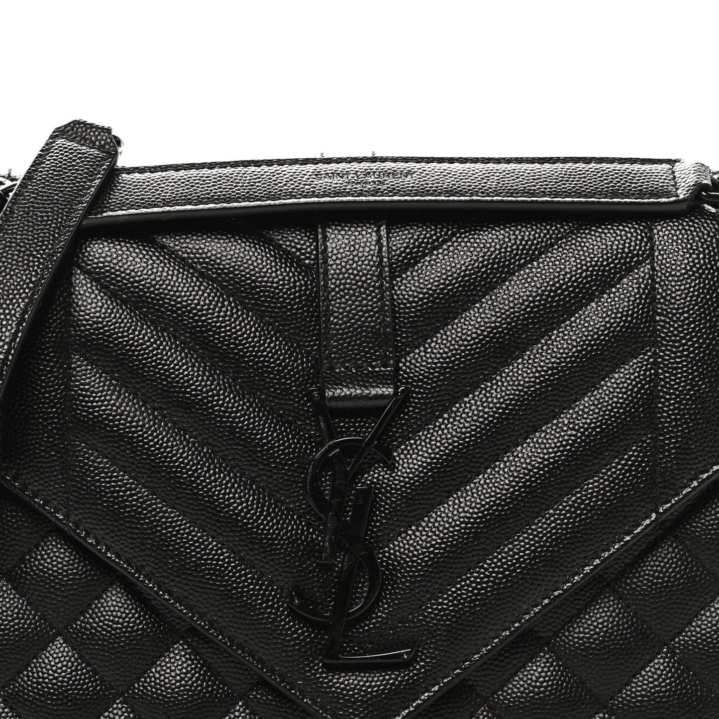 Grain De Poudre Textured Mixed Matelasse Triquilt Medium Monogram Monochrome Satchel Black