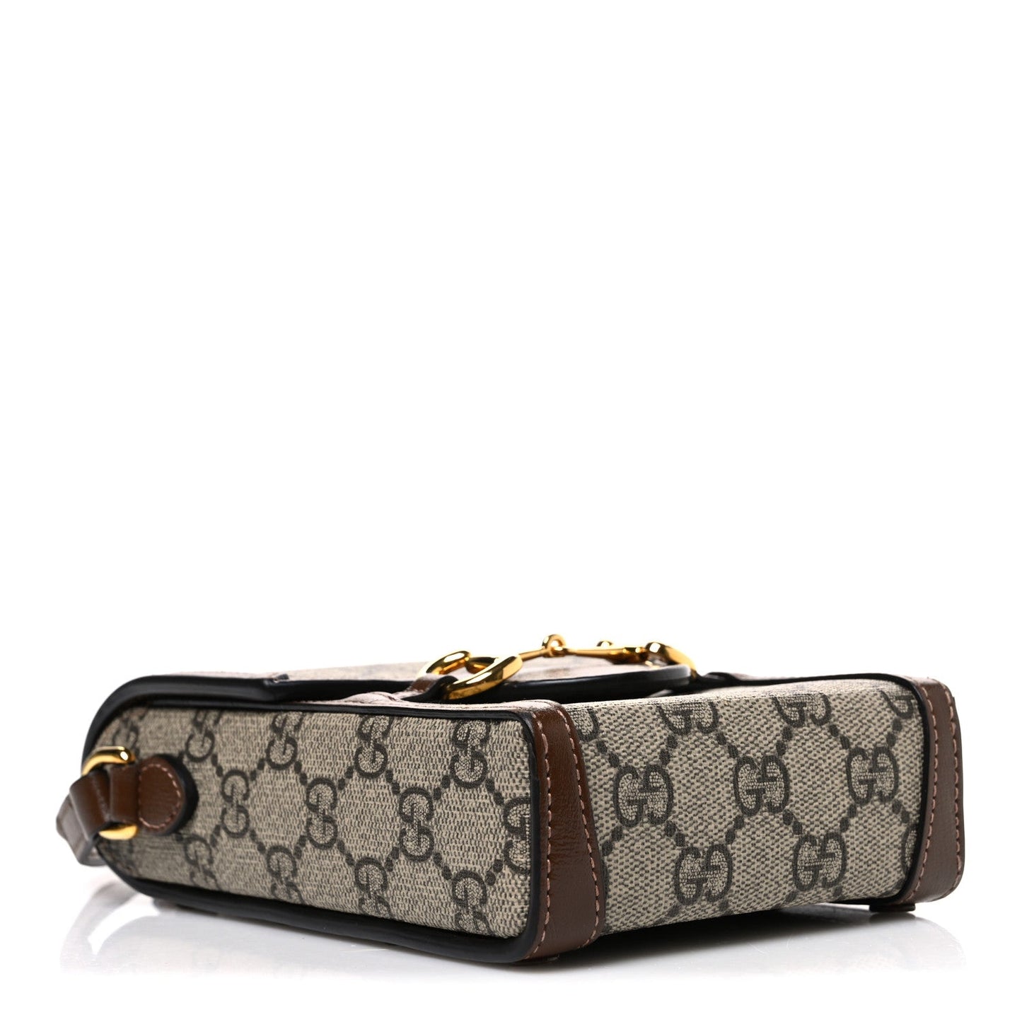 GG Supreme Monogram Mini Horsebit 1955 Crossbody Bag Beige Brown Sugar