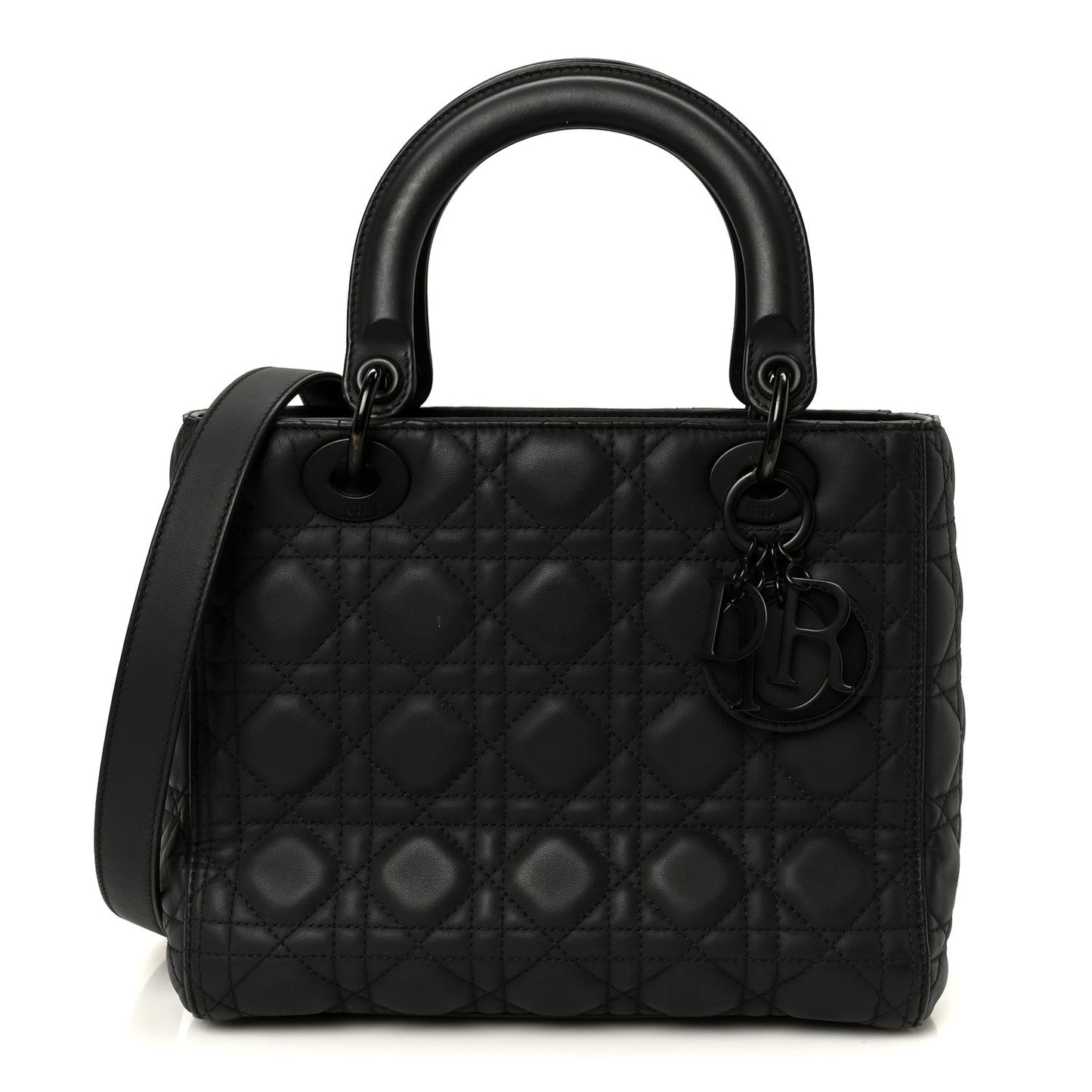 Ultra Matte Calfskin Cannage Medium Lady Dior Black