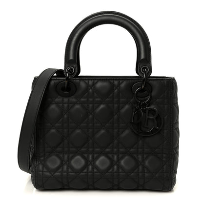 Ultra Matte Calfskin Cannage Medium Lady Dior Black