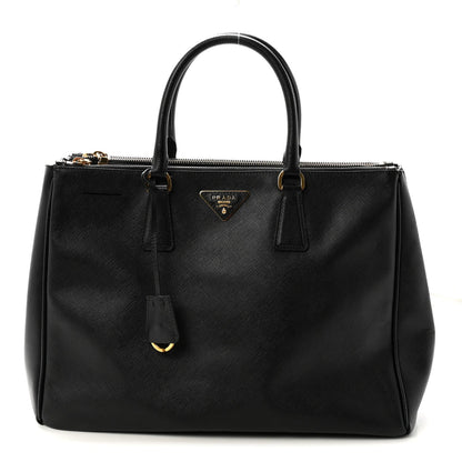 Saffiano Large Galleria Double Zip Tote Black