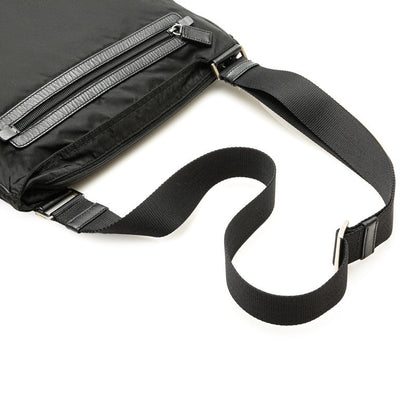 Prada Saffiano Triangle Logo Plate Nylon Leather Shoulder Bag