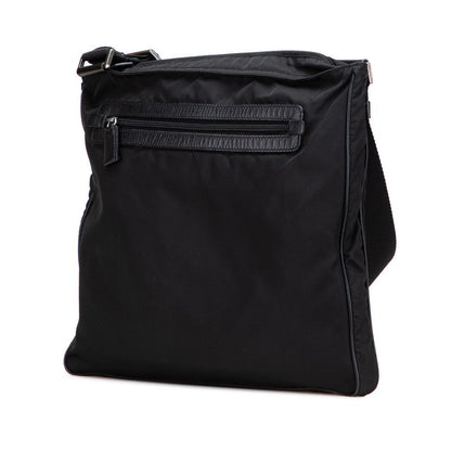Prada Saffiano Triangle Logo Plate Nylon Leather Shoulder Bag