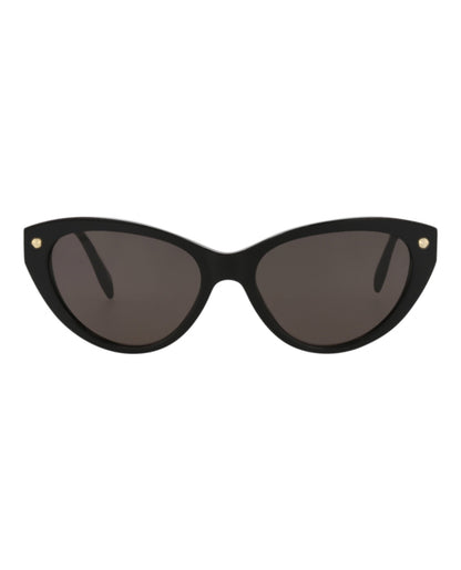 Alexander McQueen Womens Cat Eye Black Black Grey Fashion Designer Eyewear