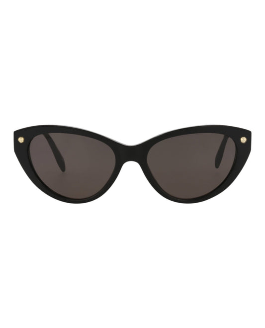 Alexander McQueen Womens Cat Eye Black Black Grey Fashion Designer Eyewear