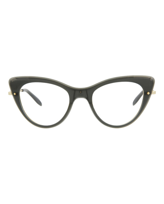 Alexander McQueen Womens Cat Eye Grey Gold Transparent Fashion Designer Eyewear