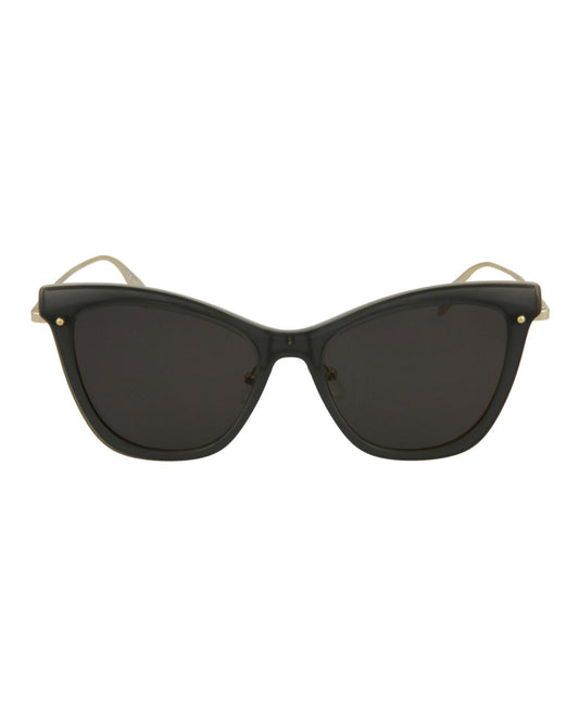 Alexander McQueen Womens Cat Eye Grey Gold Smoke Fashion Designer Eyewear