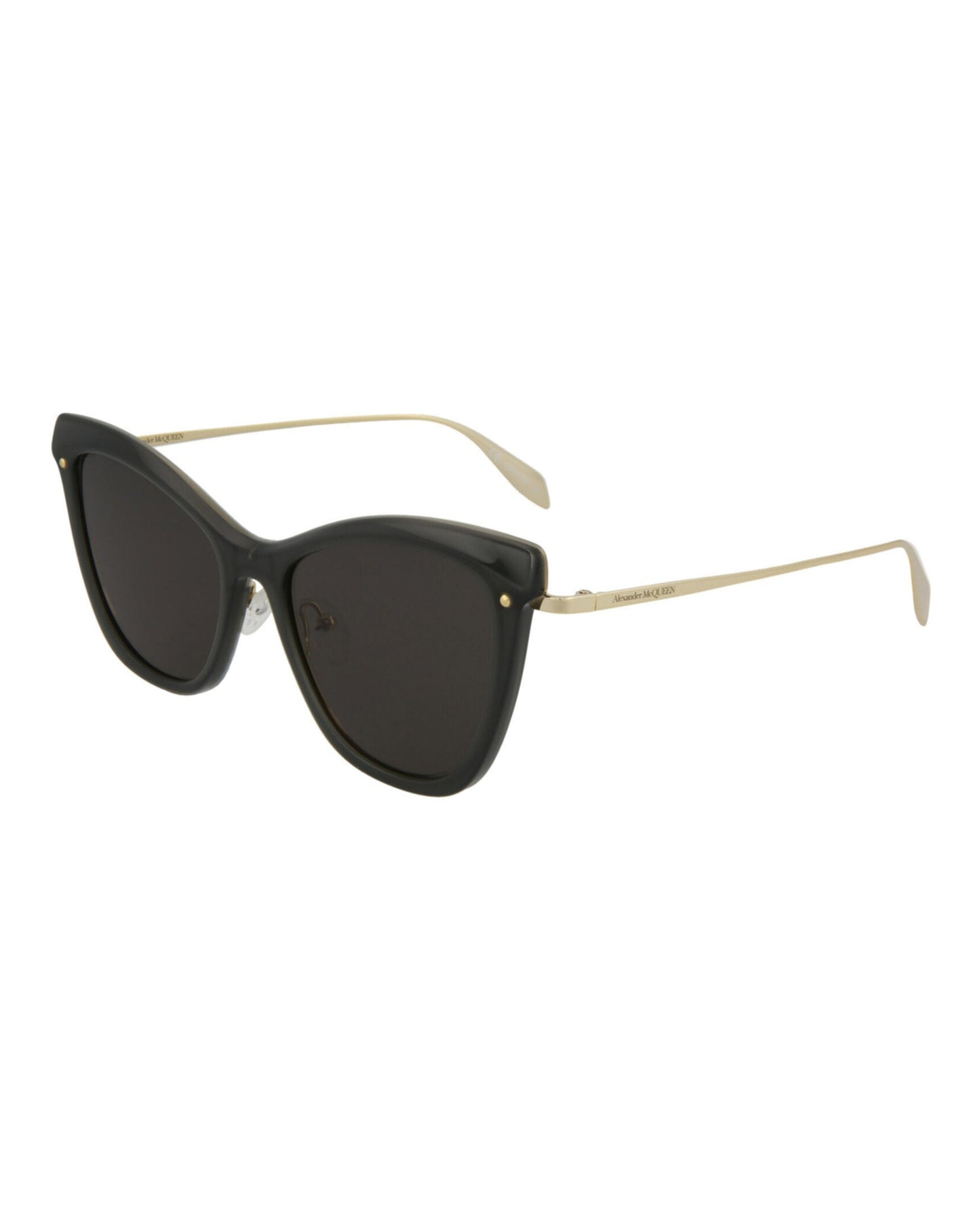 Alexander McQueen Womens Cat Eye Grey Gold Smoke Fashion Designer Eyewear