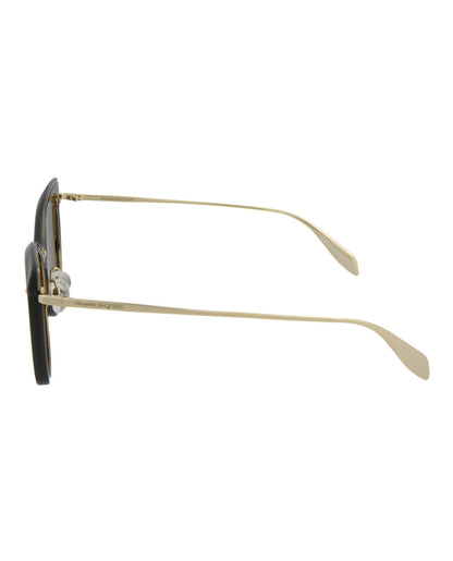 Alexander McQueen Womens Cat Eye Grey Gold Smoke Fashion Designer Eyewear