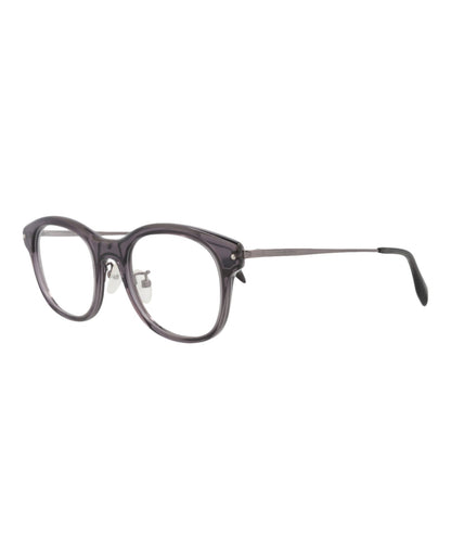 Alexander McQueen Mens Round/Oval Grey Ruthenium Transparent Fashion Designer Eyewear