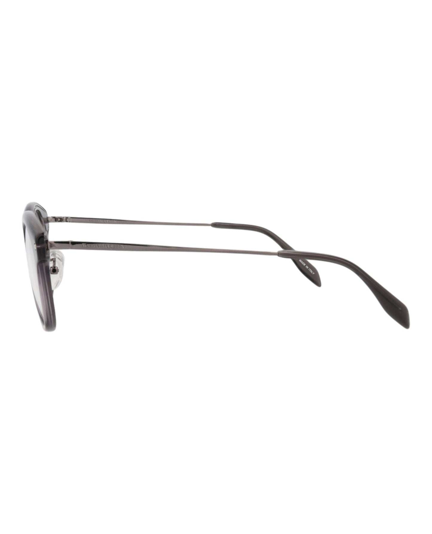 Alexander McQueen Mens Round/Oval Grey Ruthenium Transparent Fashion Designer Eyewear