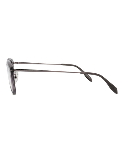 Alexander McQueen Mens Round/Oval Grey Ruthenium Transparent Fashion Designer Eyewear