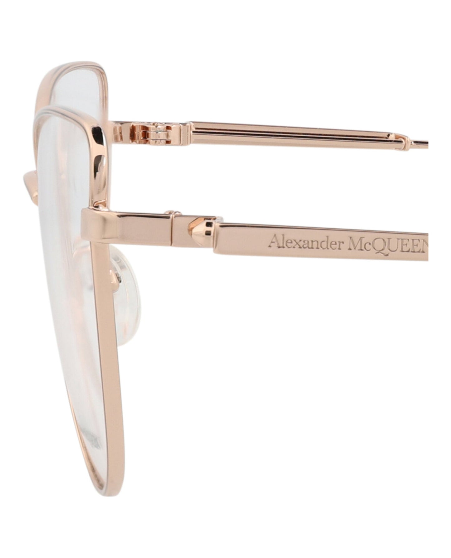 Alexander McQueen Womens Cat Eye Gold Gold Transparent Fashion Designer Eyewear