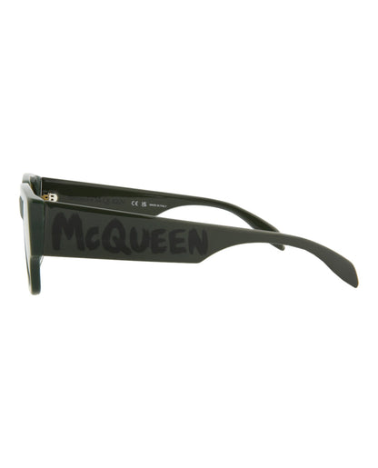 Alexander McQueen Mens Square/Rectangle Green Green Yellow Fashion Designer Eyewear