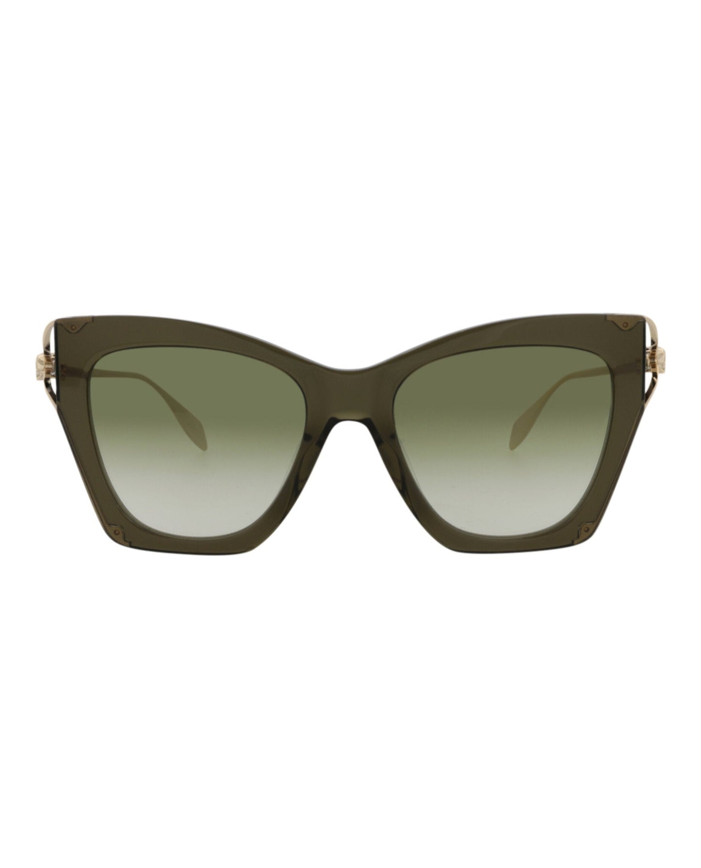 Alexander McQueen Womens Cat Eye Green Gold Green Fashion Designer Eyewear