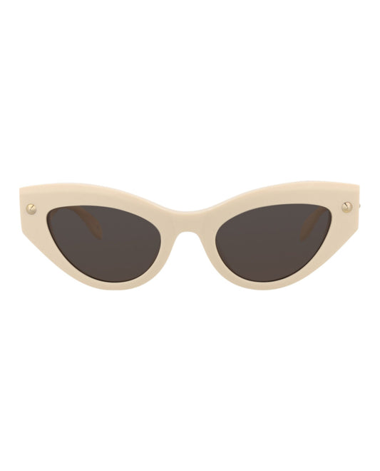 Alexander McQueen Womens Cat Eye Ivory Ivory Grey Fashion Designer Eyewear