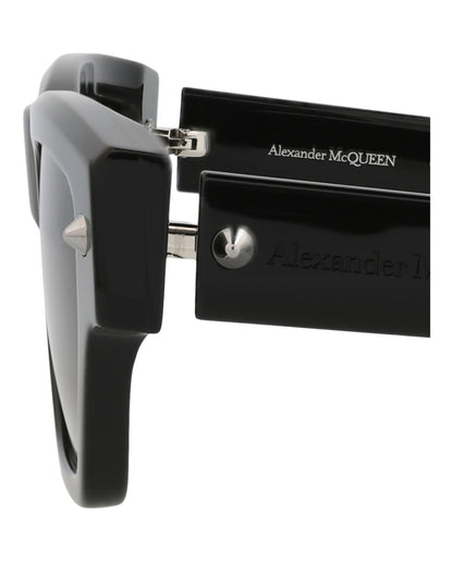 Alexander McQueen Mens Square/Rectangle Black Black Grey Fashion Designer Eyewear