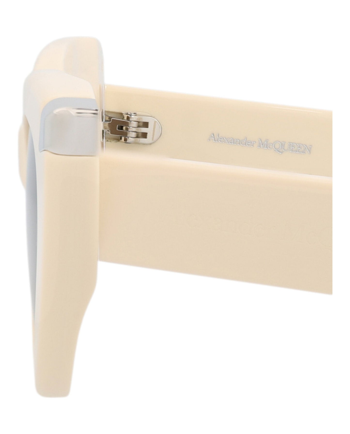 Alexander McQueen Womens Cat Eye Ivory Ivory Brown Fashion Designer Eyewear