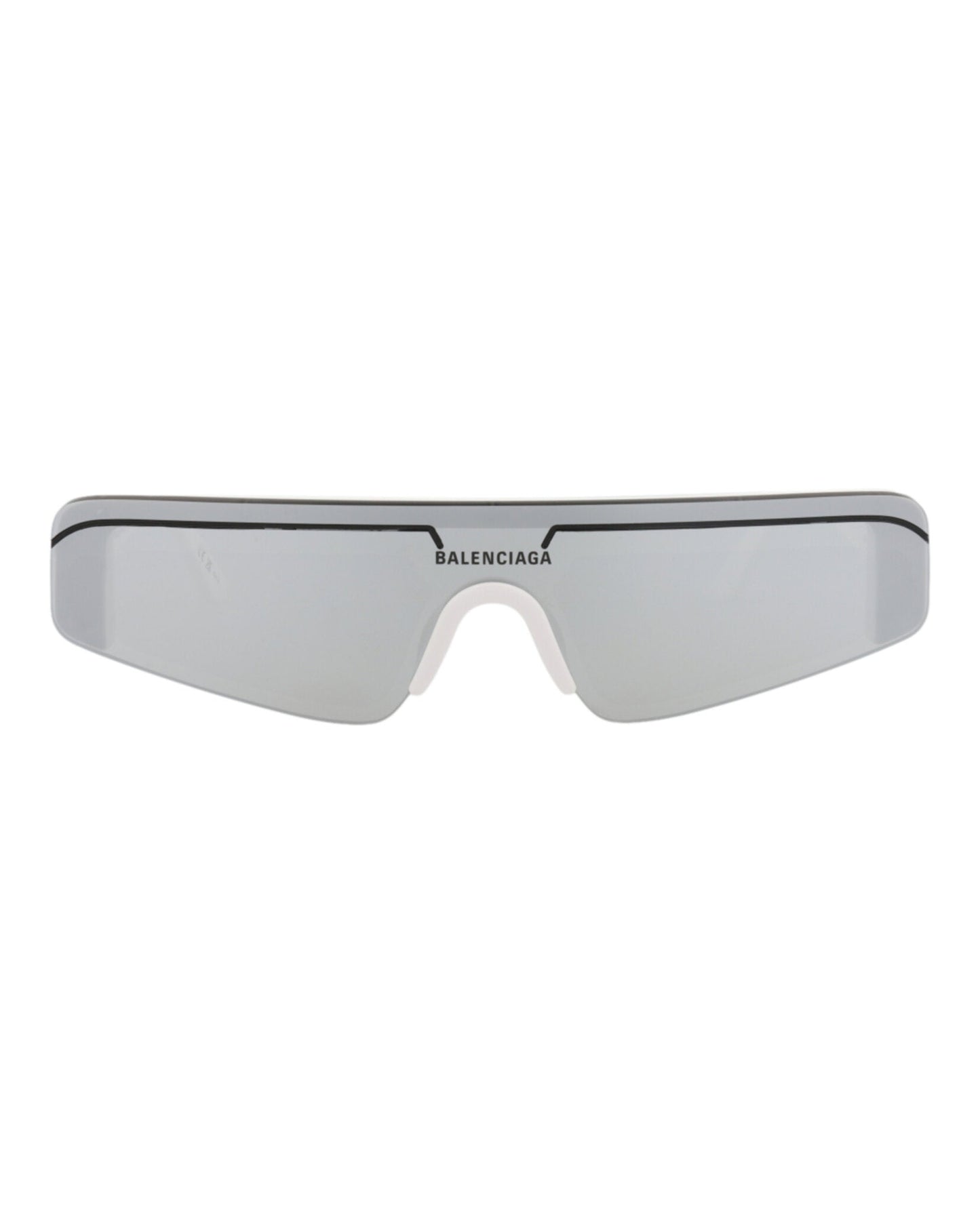 Balenciaga Unisex Shield/Wrap White White Silver Fashion Designer Eyewear