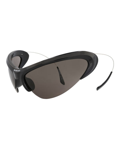 Balenciaga Unisex Shield/Wrap Black Silver Grey Fashion Designer Eyewear