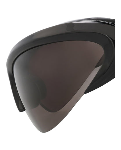 Balenciaga Unisex Shield/Wrap Black Silver Grey Fashion Designer Eyewear