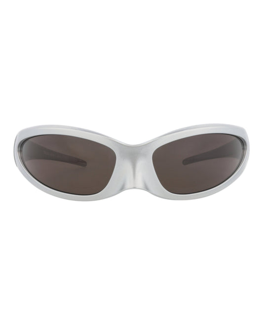 Balenciaga Unisex Shield/Wrap Silver Silver Grey Fashion Designer Eyewear