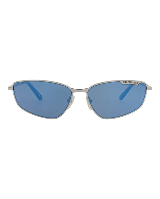 Balenciaga Unisex Square/Rectangle Ruthenium Ruthenium Blue Fashion Designer Eyewear